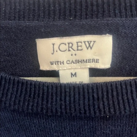 J. Crew Navy Cotton/Cashmere Blend Crewneck Sweater Size M - Picture 6 of 9
